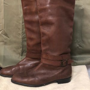 Brown Leather Boots with Buckle